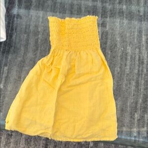 Yellow Smocked Strapless Dress
